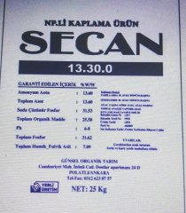 SECAN 13 30 taban Gübremizin yeni çuval klişesi Değişen gelişen formulasyonumuz ile devam YERLI URETI M logomuz çuvalımizda Yerli milli Gübre...SECAN...